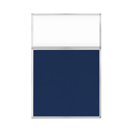 Versare Hush Panel Configurable Cubicle Partition 4' x 6' W/ Window Navy Blue Fabric Clear Window 1850603-2